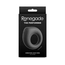 Renegade The Performer Vibrating Cock Ring Black packaging showcasing the silicone design and features.