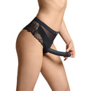 Strap-on-me Harness Lingerie Sublime M Black featuring lace and tulle high-waisted thong design.