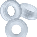 Hunkyjunk Roto Grooved Gripper-ribbed Cockring Clear Steam showing three clear rubbery cock rings with a smooth finish.