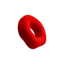 Hunkyjunk Fit Grips 2-Pack Ergo-Fit Cockrings Black and Red in red silicone viewed from the side.