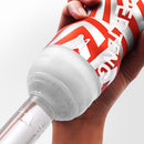 Super Tenga Meteor Smash Masturbator held in hand, showcasing its innovative design and transparent inner sleeve.