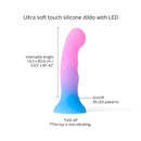 Love To Love Candy Loop LED Silicone Dildo in vibrant pink and blue, featuring 39 LED patterns and soft touch silicone.