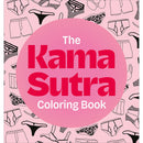 The Kama Sutra Adult Coloring Book For Pleasure featuring playful erotic illustrations on a pink background.