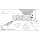 Kama Sutra Coloring Book Libro Para Colorear Spanish Edition illustration of lovers in a sensual pose in a modern setting.
