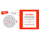 The Little Book Of Cock Adult Activity Book featuring a maze and cheeky cock jokes on colorful pages.