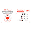 The Little Book Of Cock Adult Activity Book puzzle page featuring a word wheel and counting conundrum.