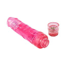 Adam & Eve Full Of Love Vibrator Pink showcasing a phallic tip and veined shaft for enhanced pleasure.