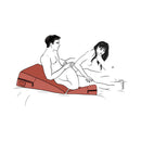 Couple using the Liberator Wedge & Ramp Sex Combo Décor Velvet Red for enhanced comfort and pleasure.