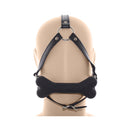 Ple'sur Face Harness Dog Bone Gag with faux leather head harness and silicone dog bone mouthpiece.