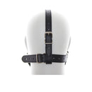 Ple'sur Face Harness Dog Bone Gag adjustable faux leather head harness back view with buckles.