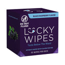 Sweetums Lucky Wipes Black Raspberry Flavor 10-pack box with black raspberry design.