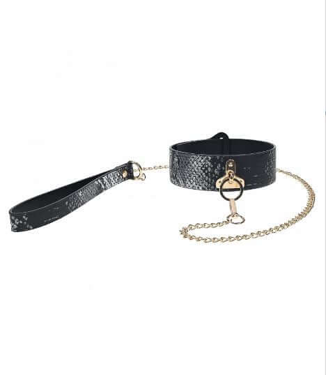 OUCH! FLORENCE COLLECTION COLLAR WITH LEASH - BLACK-1