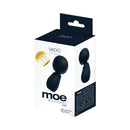 Vedo Moe Rechargeable Extra Mini Wand Black packaging showcasing compact design and features.