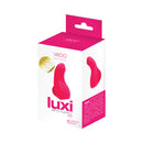 Vedo Luxi Rechargeable Clitoral Finger Vibe Pink packaging showcasing its design and features.