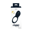 Vedo Riski Rechargeable Clitoral Vibe For Couples Black packaging showcasing 10 vibration modes.