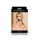 Sportsheets Signature Twilight Tease Oval Gag packaging featuring a woman using the gag.