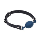 Sportsheets Signature Twilight Tease Oval Gag with blue mouthpiece and black strap for sensory play.