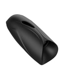 Score Pure Sport 7 Warming and Vibrating Masturbator, sleek black design for enhanced pleasure.