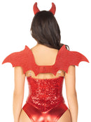Leg Avenue 2 Piece Devil Kit with Wings and Headband Red features rhinestone-accented devil wings and a horn headband.