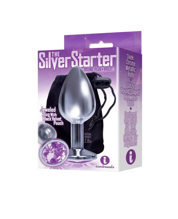 9'S SILVER STARTER BEJEWELED STEEL PLUG VIOLET-0