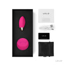LELO LYLA 2 Remote Control Vibrating Egg Cerise in package with accessories and charging cable