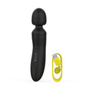 B Swish Bthrilled Premium Mini Wand Noir with USB charging cable for deep, rumbly vibrations.