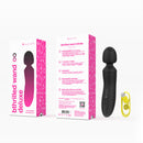 B Swish Bthrilled Premium Mini Wand Noir packaging with product features and USB charging cable