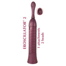 Eroscillator 2 Purple, featuring unique oscillating design and multiple attachments for ultimate pleasure.