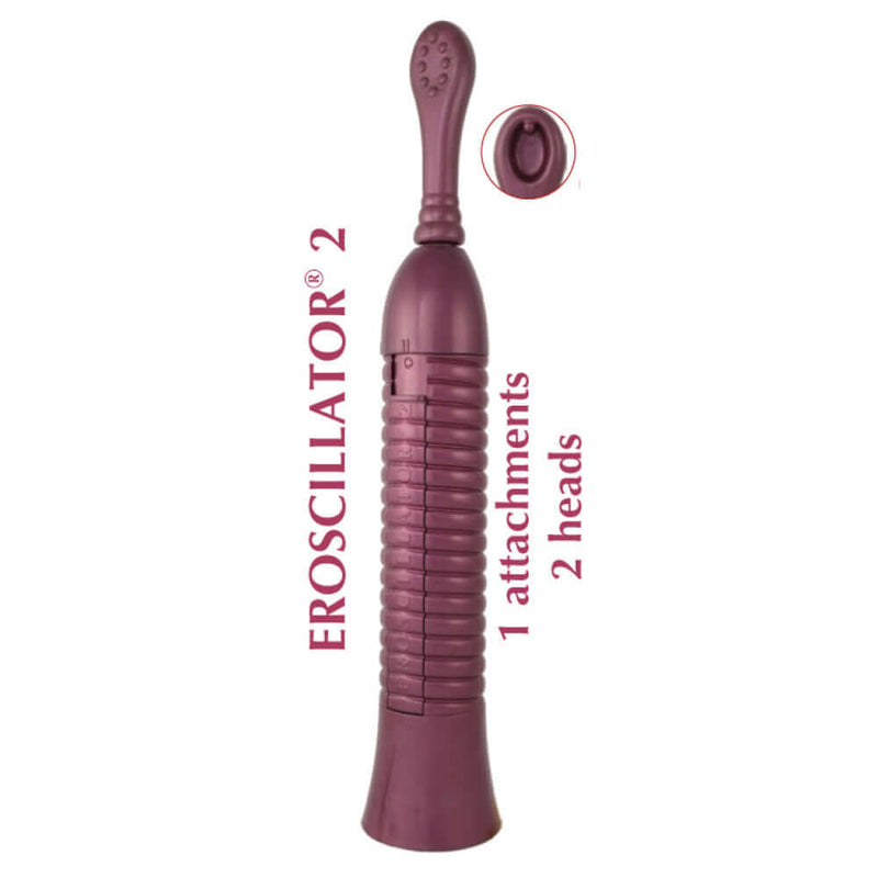 Eroscillator 2 Purple, featuring unique oscillating design and multiple attachments for ultimate pleasure.