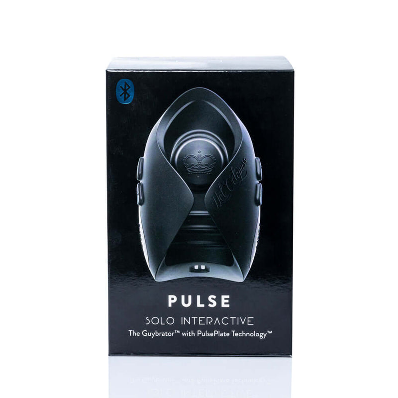 Hot Octopuss Pulse Solo Interactive Black packaging featuring advanced PulsePlate Technology.