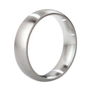Mystim Earl Brushed Stainless Steel Cock Ring 48 mm viewed from the side, showcasing its sleek finish and smooth edges.