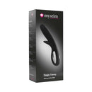 Mystim Tingly Timmy E-Stim Dual Stimulator packaging showcasing sleek black design and product details.