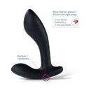 Mystim Flexing Flavio E-Stim Prostate Stimulator featuring tapered shape and connectors for electrostimulation.