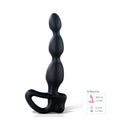 Mystim Big Bend-it E-Stim Flexible Prostate Stimulator in black silicone with ergonomic design.