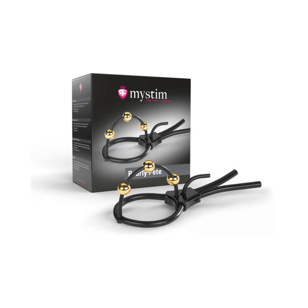 Mystim Pearly Pete Corona Glans Strap with premium design for targeted electrostimulation.