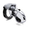 Mystim Pubic Enemy No 1 Electrosex Cock Cage, a transparent chastity device for e-stim pleasure.
