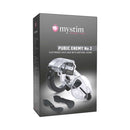 Mystim Pubic Enemy No 2 Electrosex Cock Cage packaging showcasing features and design.