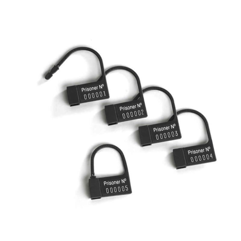 Mystim Pubic Enemy No 2 Electrosex Cock Cage lock set with five numbered locks for restraint and control.