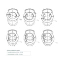 Detailed design schematic of the Mystim Pubic Enemy No 2 Electrosex Cock Cage, showcasing size and dimensions.