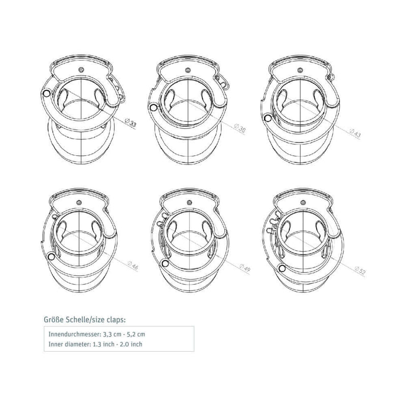 Detailed design schematic of the Mystim Pubic Enemy No 2 Electrosex Cock Cage, showcasing size and dimensions.