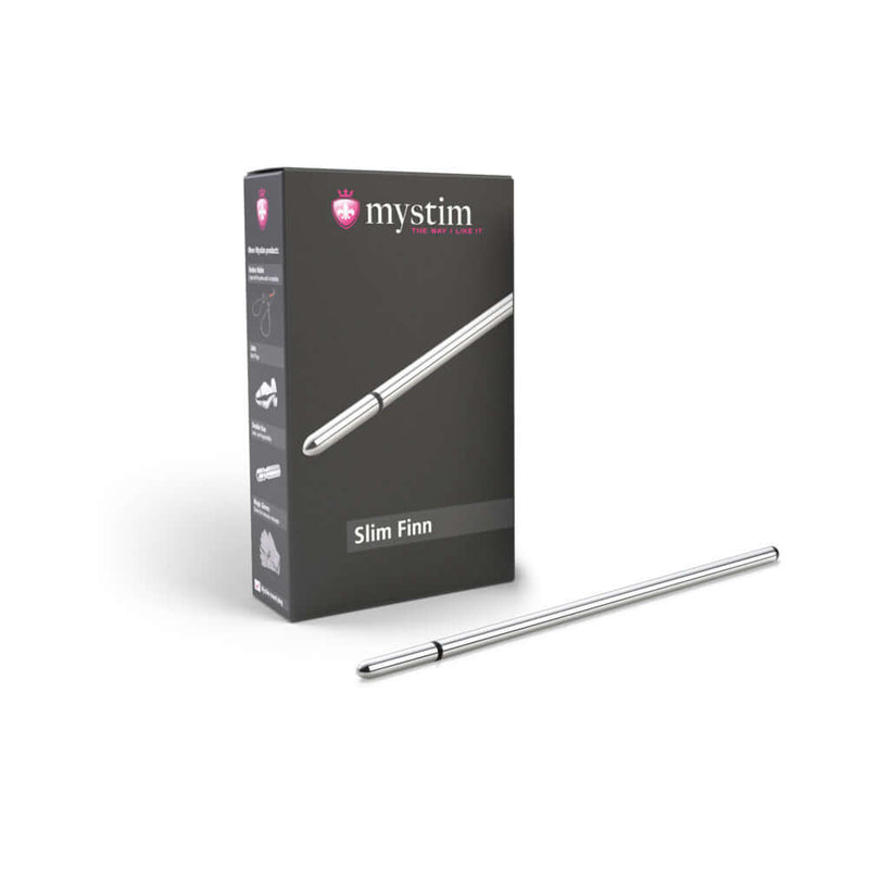 Mystim Slim Finn Urethral Sound, precision-crafted urethral toy in sleek packaging.