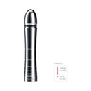 Mystim Glossy Glen Dildo, sleek medical-grade aluminum design for vaginal and anal pleasure, 14 cm long, 3.2 cm wide.