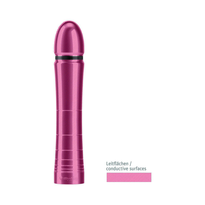 Mystim Glossy Glen Dildo in vibrant pink with smooth tapered design for intense stimulation.