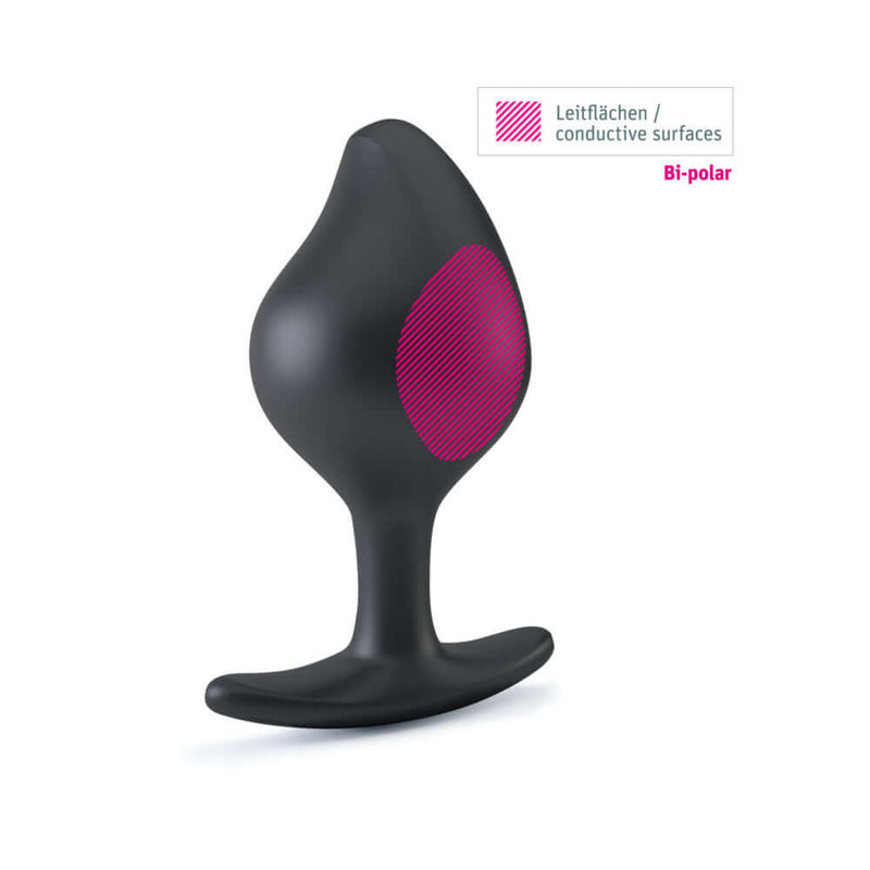 Mystim Rocking Force Anal Plug Large featuring bi-polar conductive surfaces for enhanced e-stim pleasure.