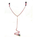 Sex Kitten Y-style Adjustable Nipple Clamps Pink featuring adjustable clamps and a connecting chain for playful stimulation.