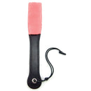 PHS International Sex Kitten Fur Slapper featuring a pink faux fur and black leather design for playful impact.
