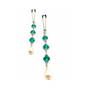 Bijoux De Nip Pearl Turquoise Beaded Nipple Clamps with green beads and pearl detailing, elegant design for sensation play.