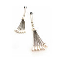 Bijoux De Nip Pearl Tassels Nipple Clamps featuring elegant faux pearls and chrome-plated chain design.