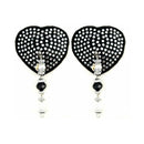 Bijoux De Nip Black Crystal Heart Pasties With Faceted Beads
