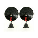 Bijoux De Nip Black Sequin Round Pasties With Bells featuring shimmering sequins and playful bells for a flirty look.